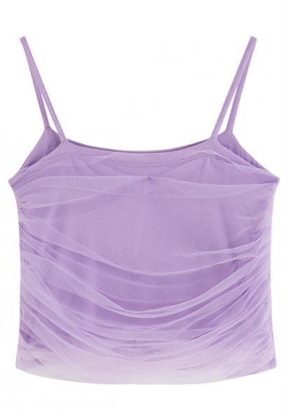Ruched Mesh Cami Top in Lilac