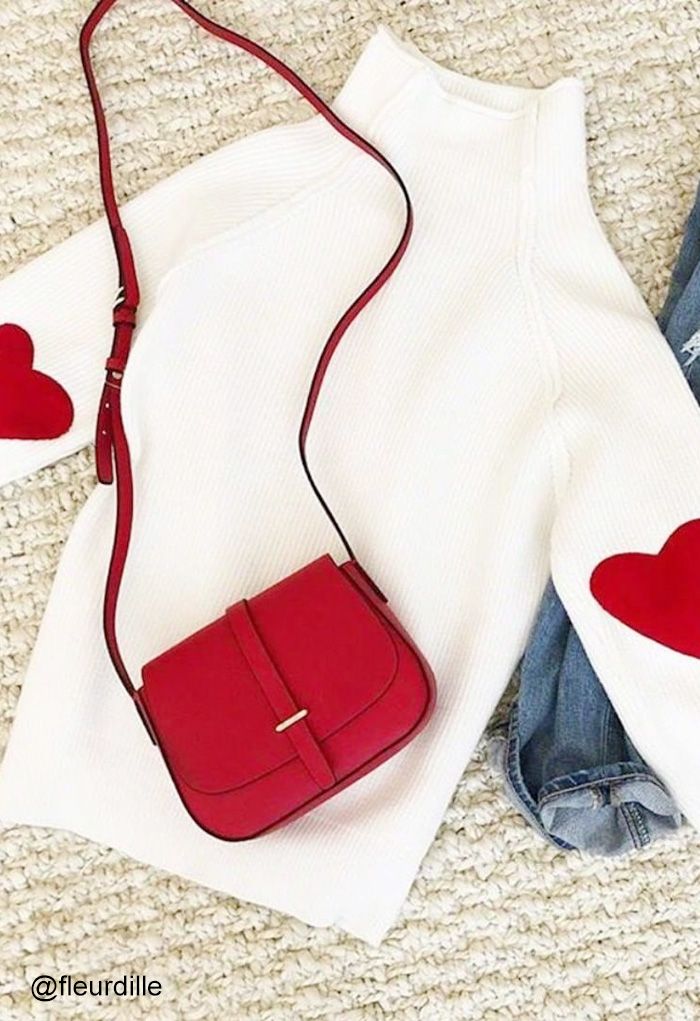 Suéter de malha com patch de coração e alma em branco