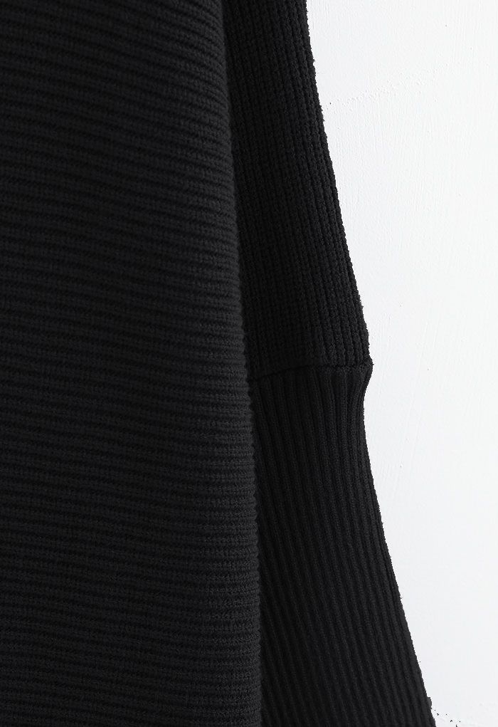 Suéter chique sem esforço manga morcego manga morcego em preto