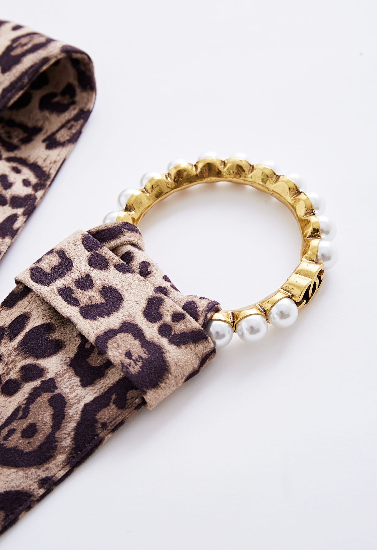 Cinto de veludo O-Ring Pearl em leopardo