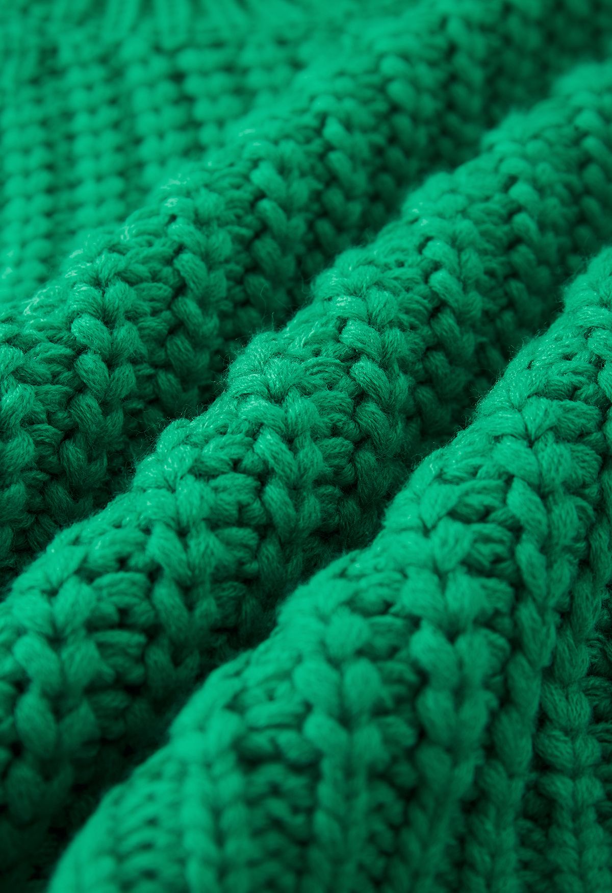 Suéter de malha grossa de gola alta em verde
