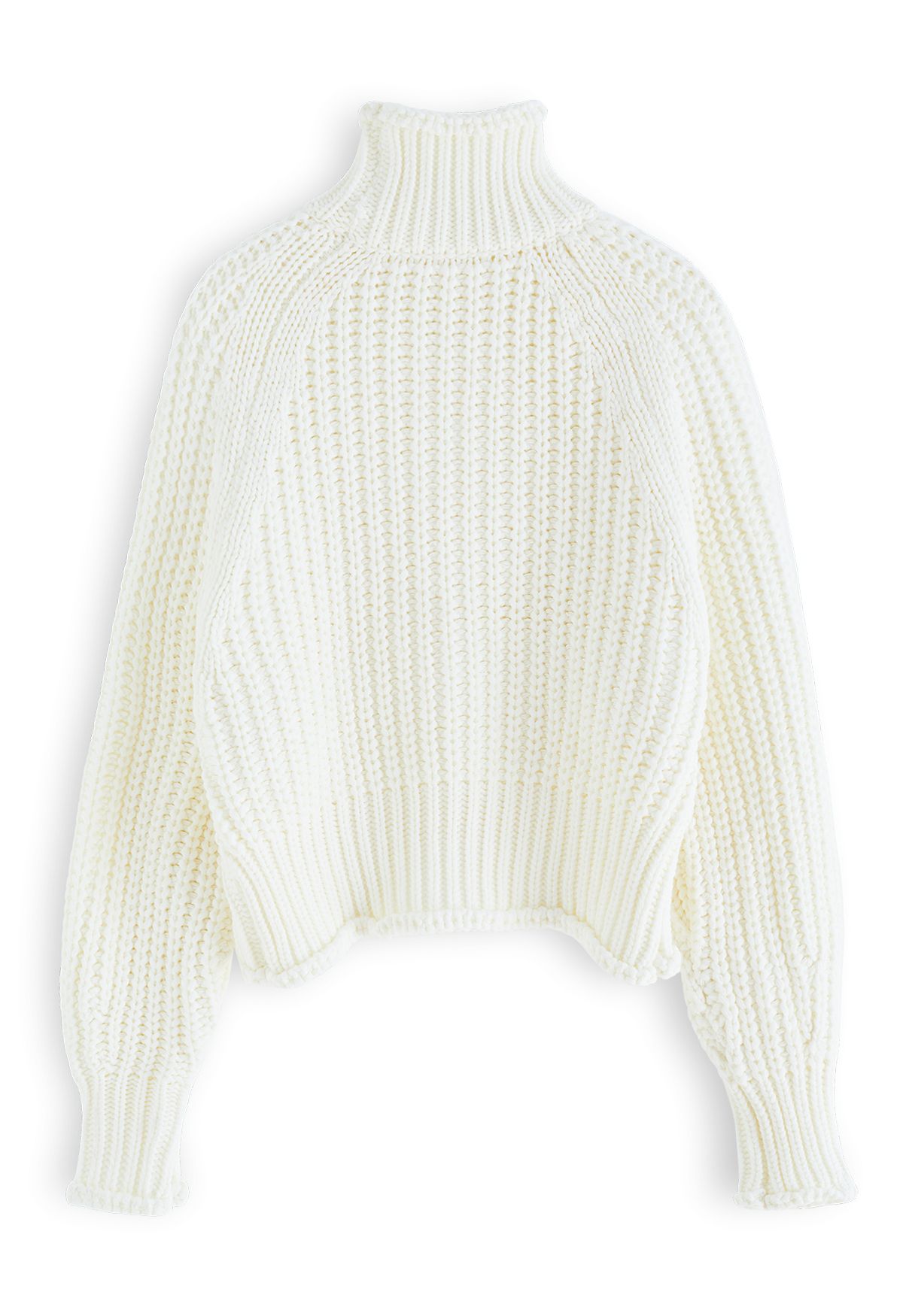 Suéter de malha grossa de gola alta em branco