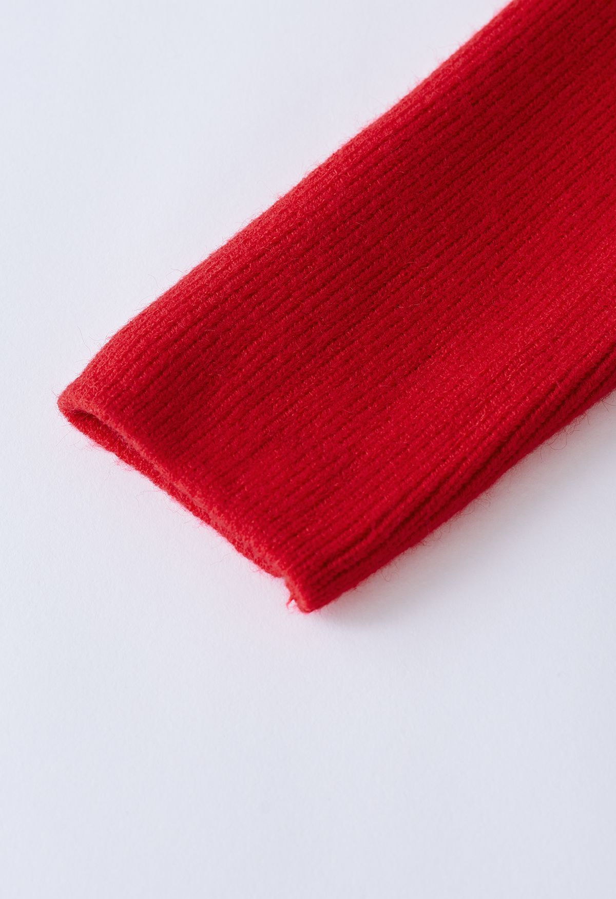 Vestido de malha ondulada e contrastante Cafe Time em vermelho