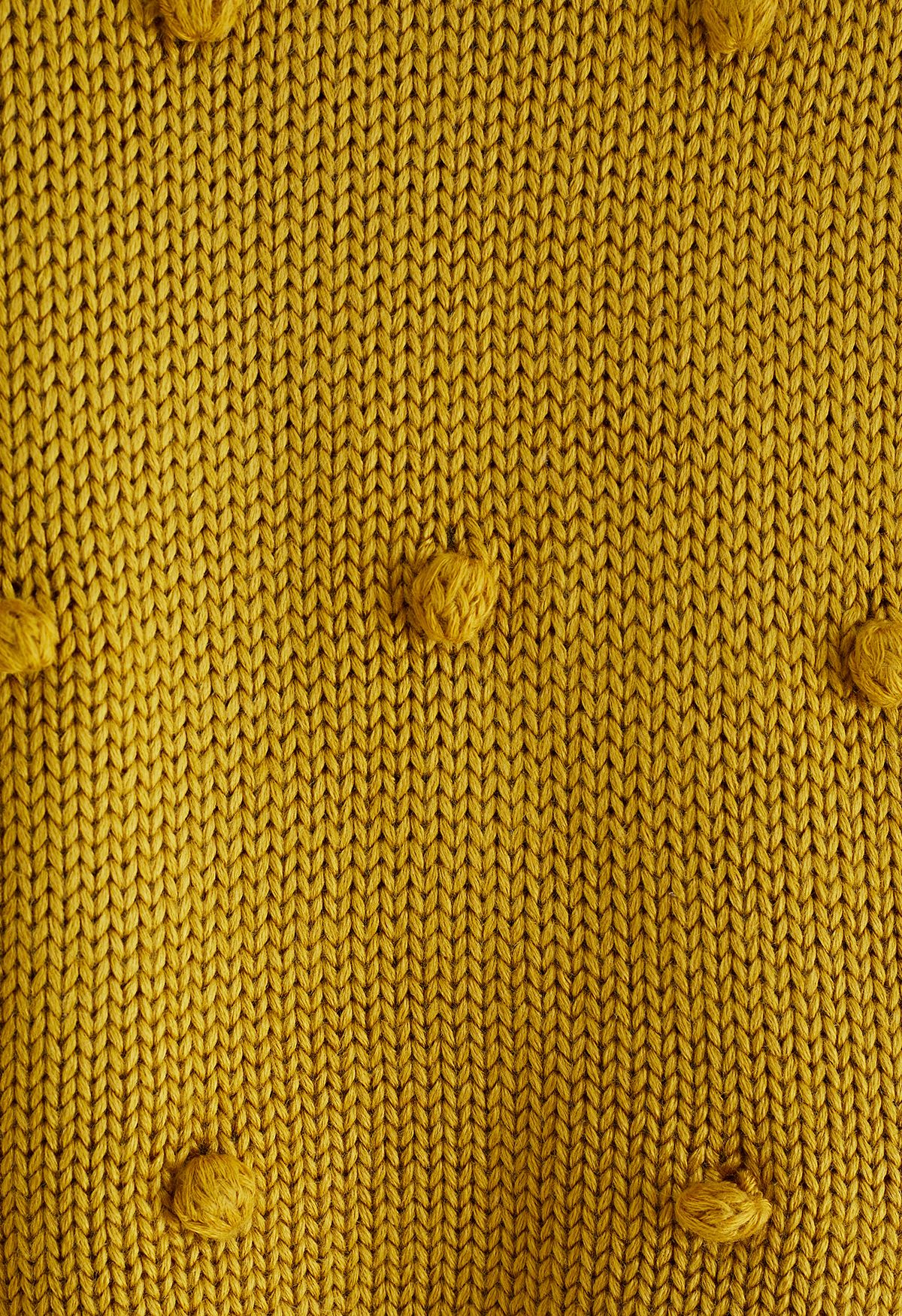Suéter Pom-Pom tricotado à mão em mostarda para crianças