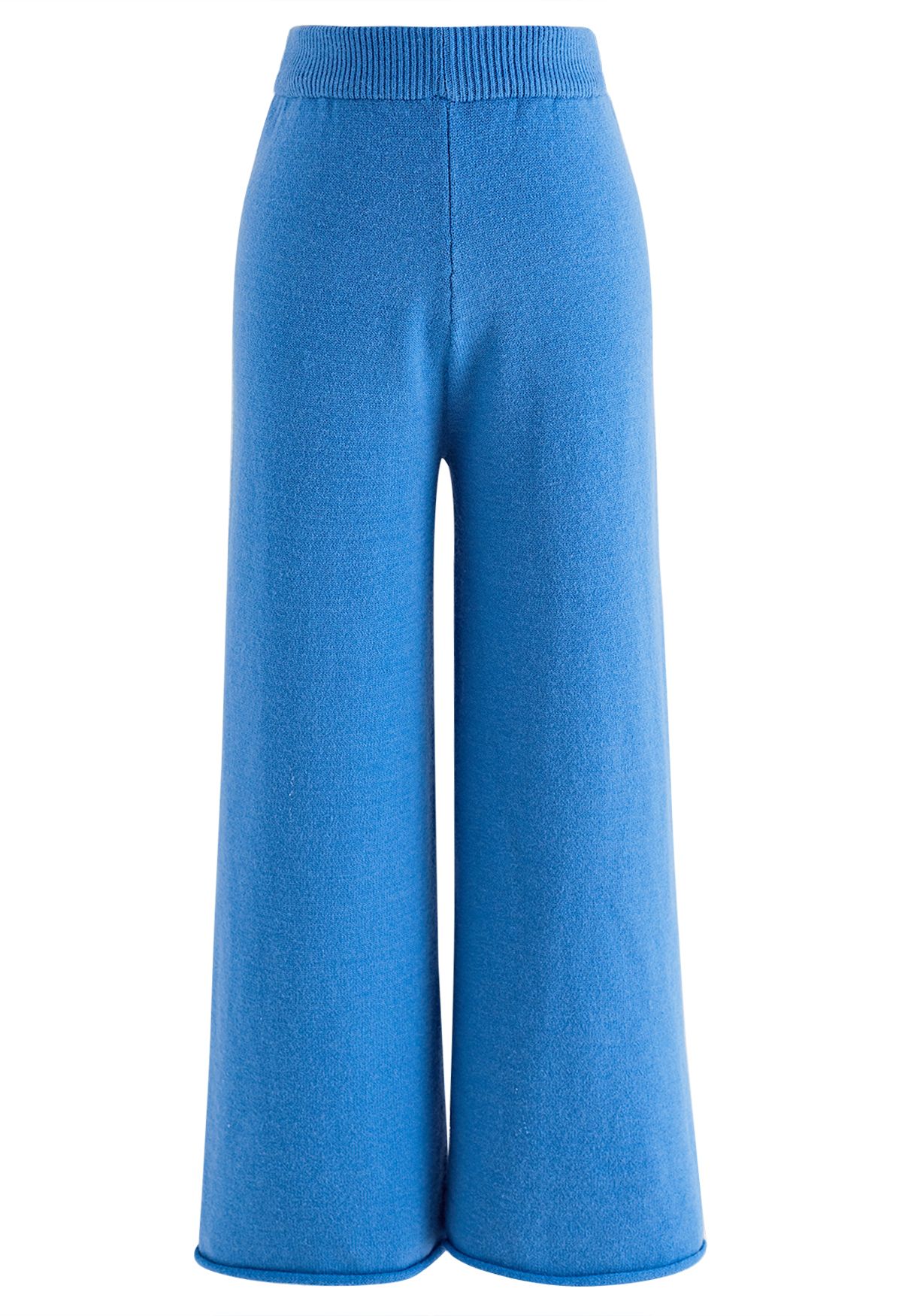 Conjunto de suéter gola alta e calça de malha em azul