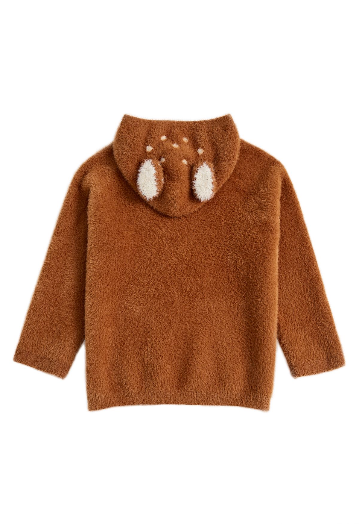 Suéter de malha com capuz Sika Deer Fuzzy em caramelo para crianças