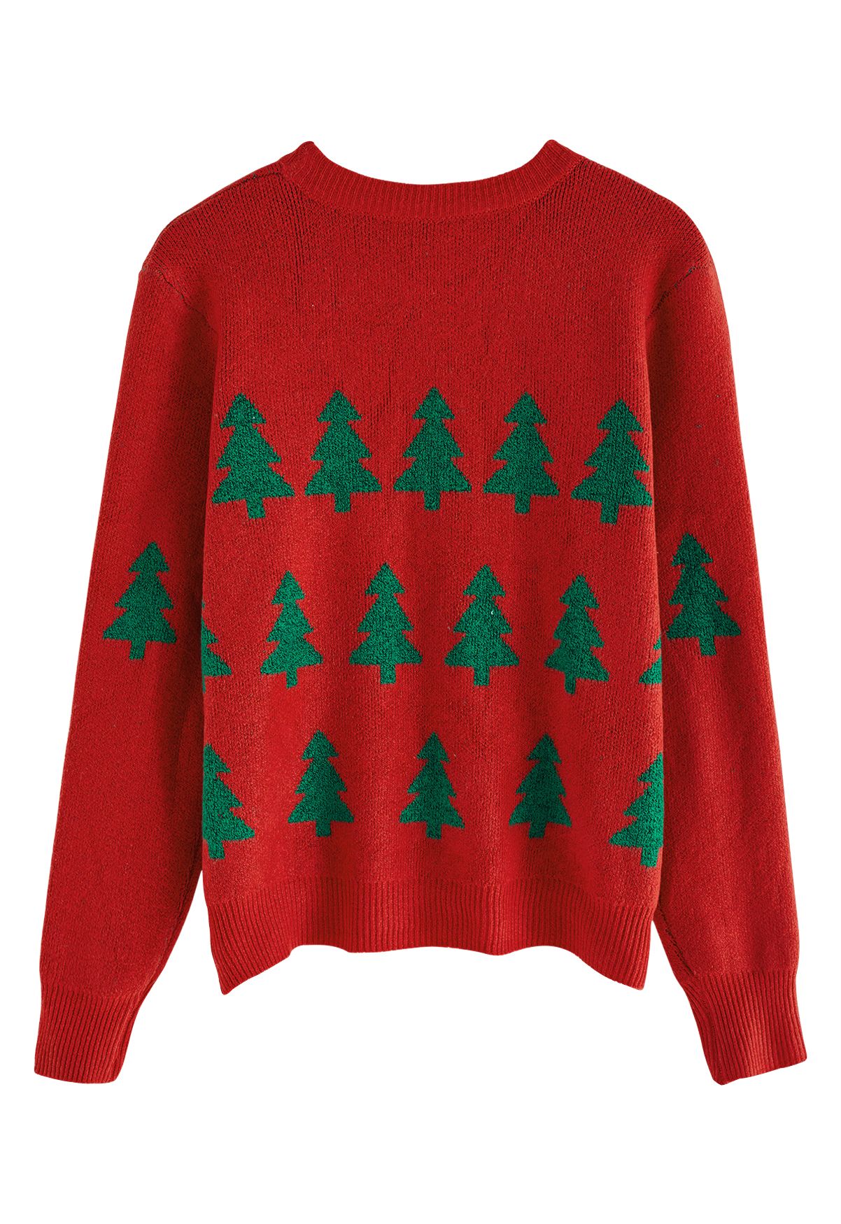 Suéter de malha de árvore de Natal com lantejoulas em vermelho