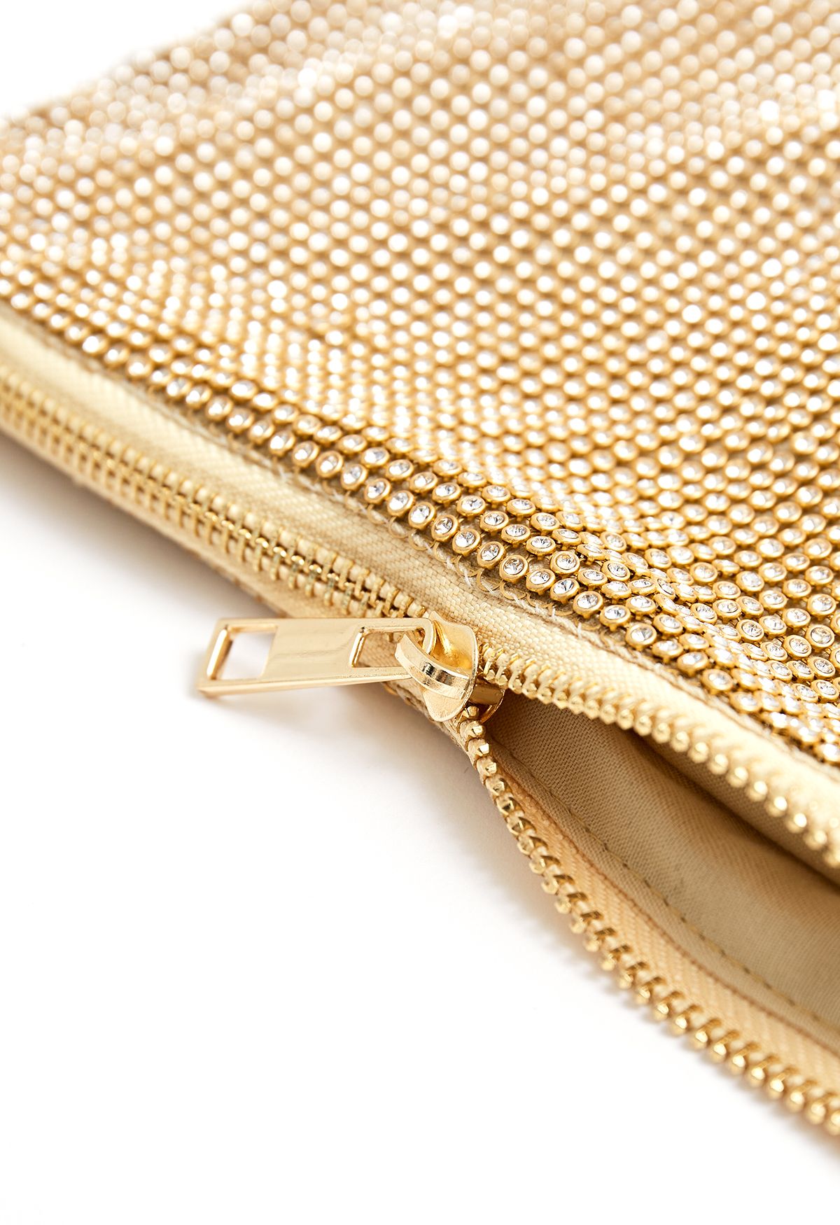 Bolsa de ombro dupla com diamante completo em ouro