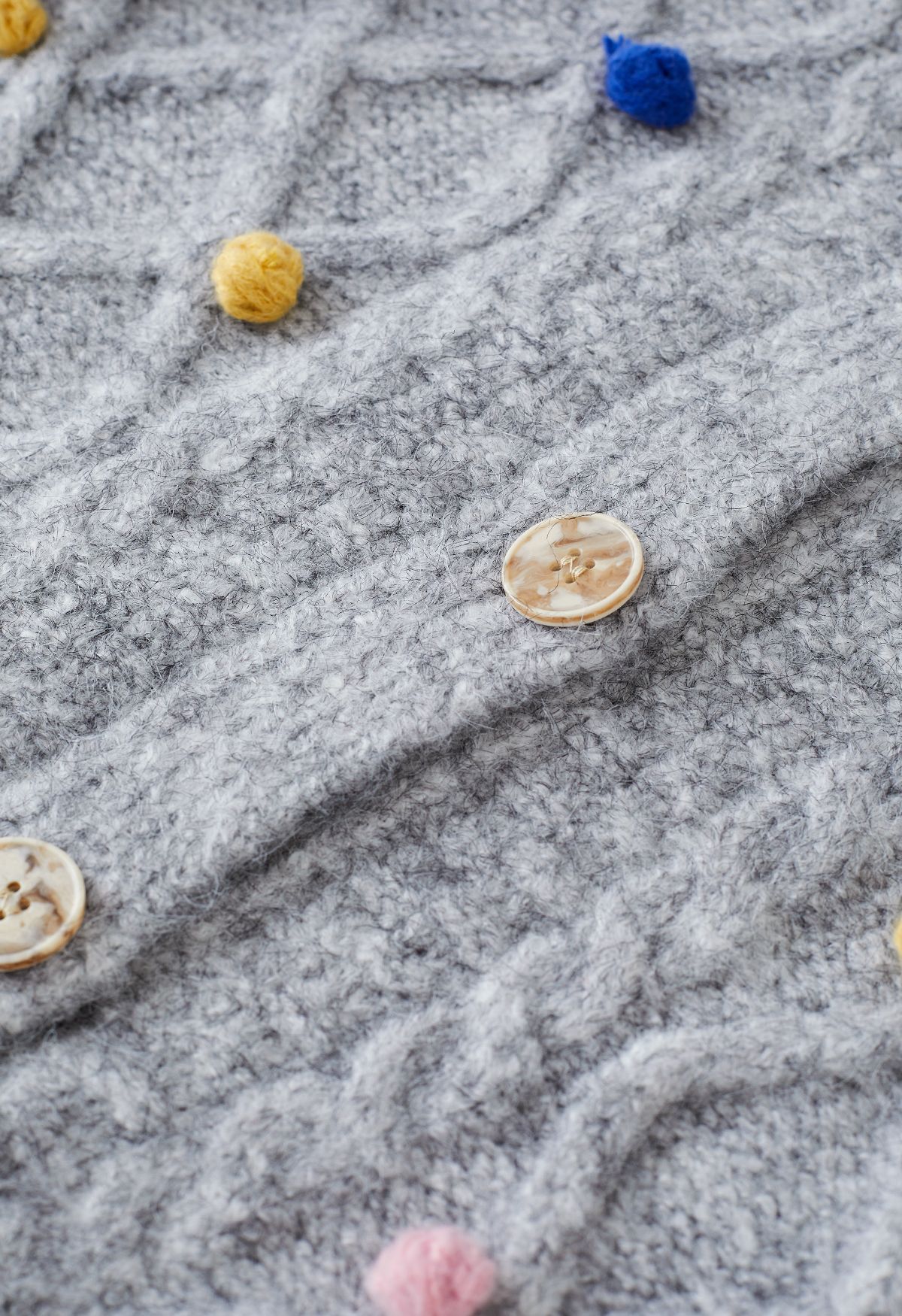 Cardigã de tricô colorido Pom-Pom Diamond em cinza
