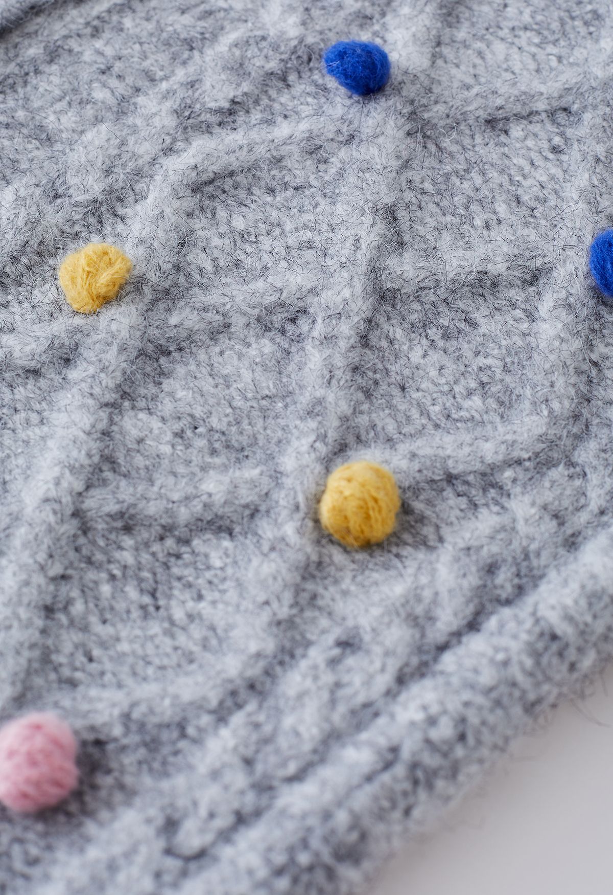 Cardigã de tricô colorido Pom-Pom Diamond em cinza