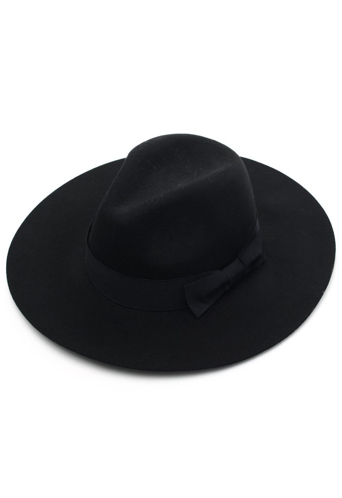 Chapéu flexível de laço preto Chicwish