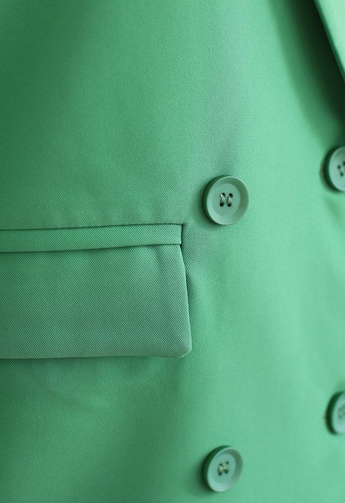 Blazer de bolsos com aba trespassado em verde