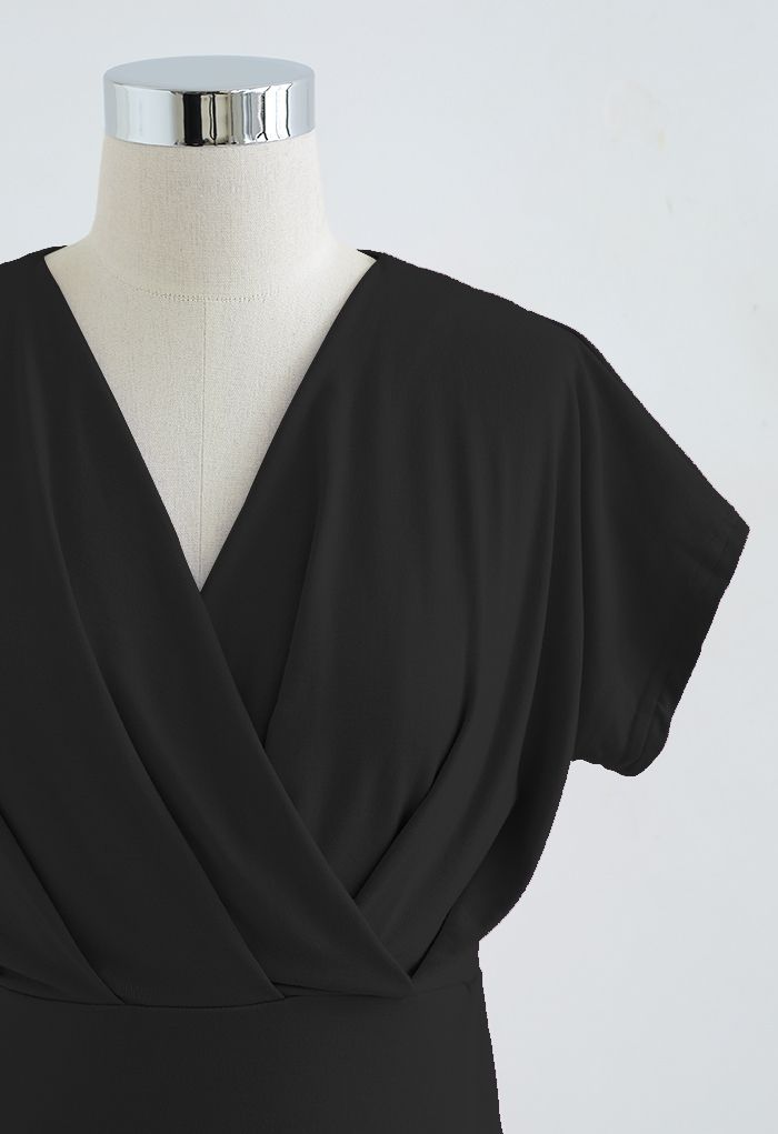 Blusa de algodão de manga curta ultramacia em preto