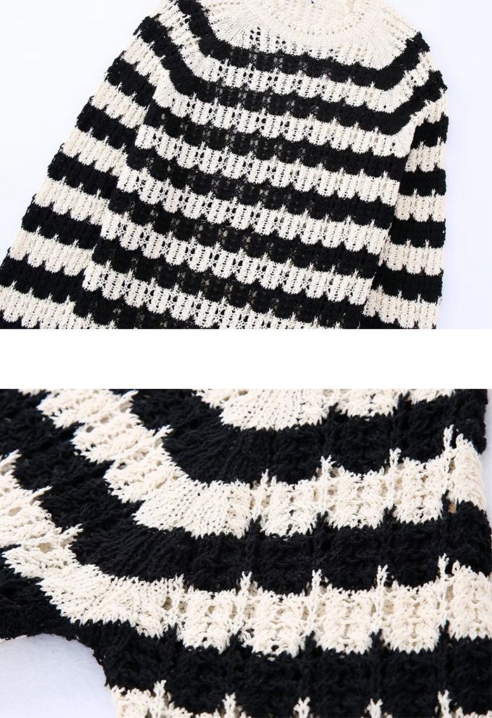 Suéter de malha longline com padrão de listras onduladas