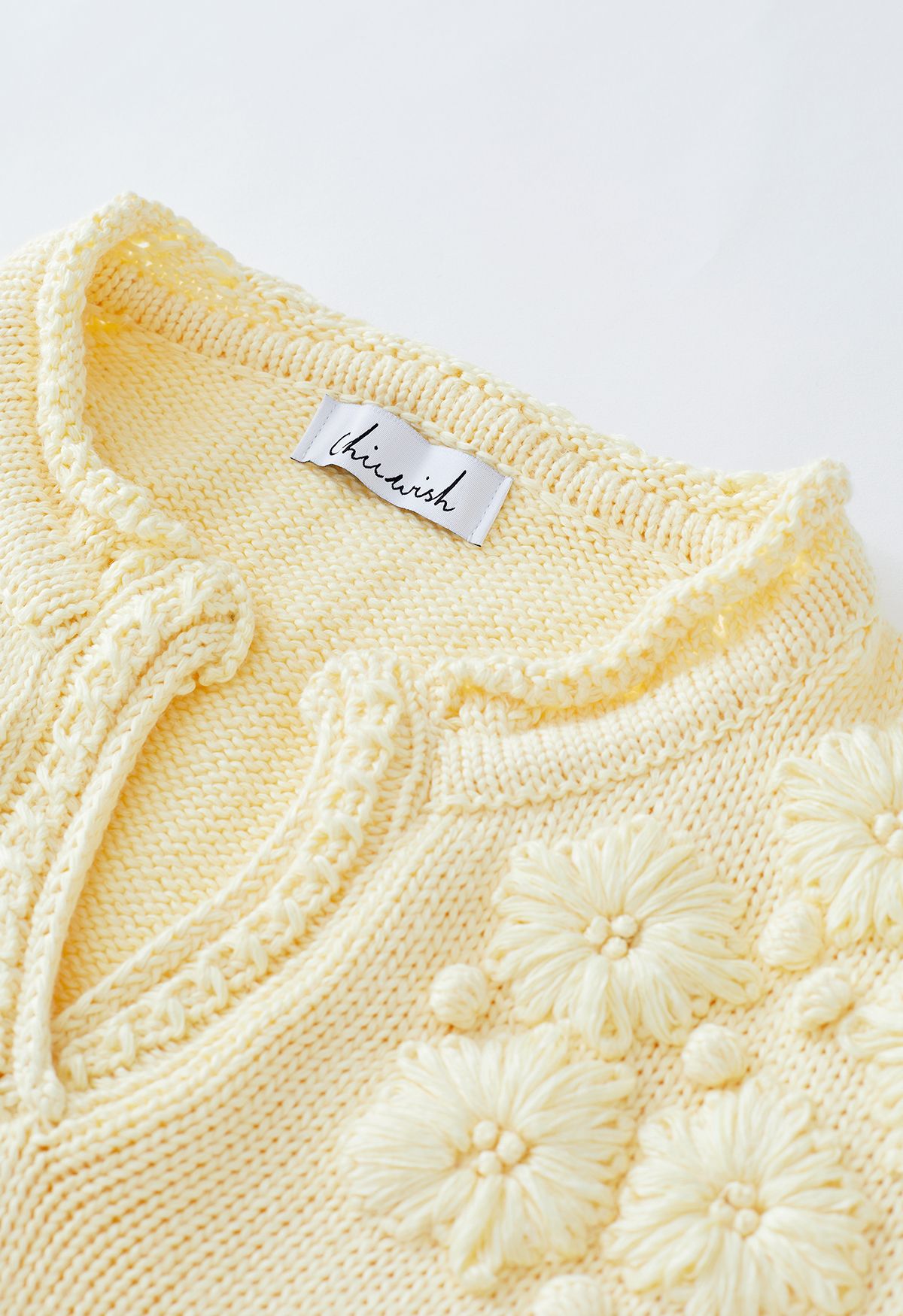 Suéter de malha com decote em V floral Blooming Passion em amarelo