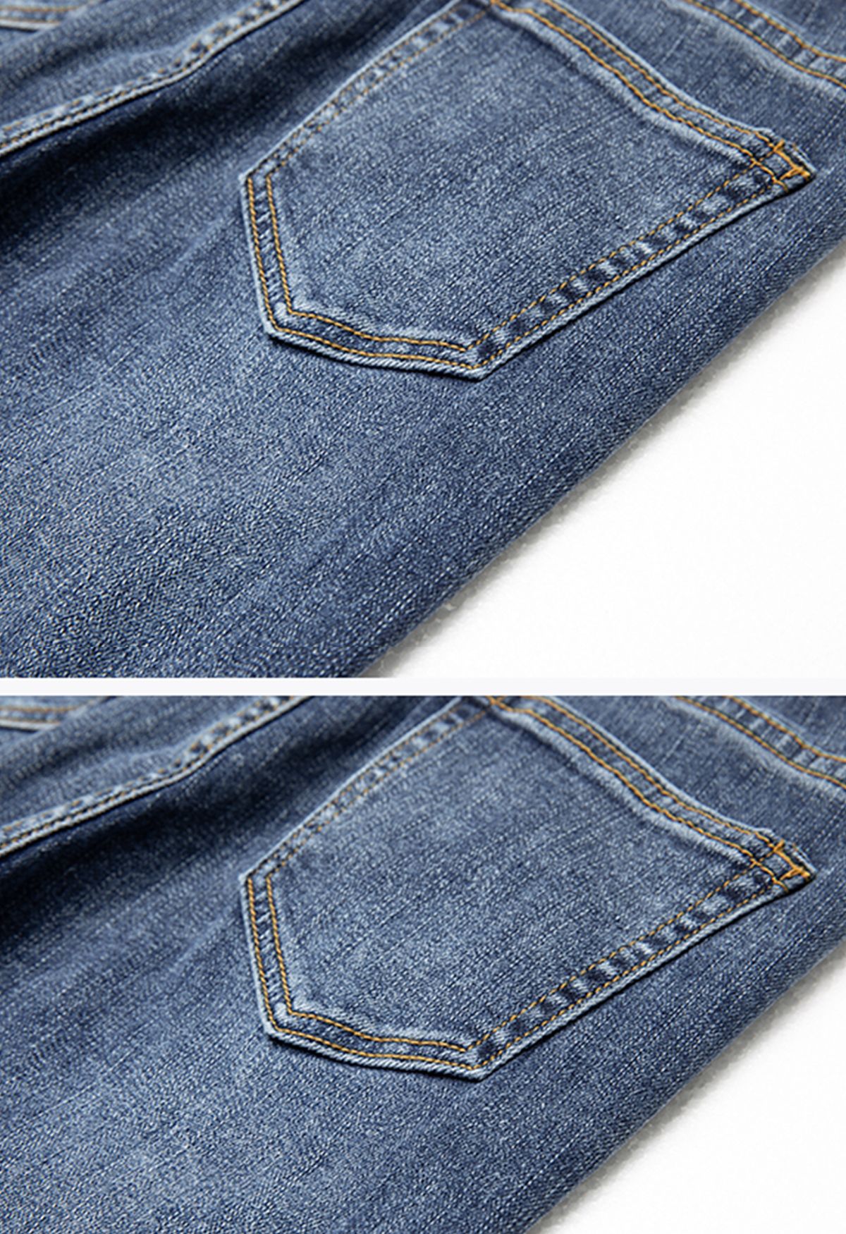calças de ganga skinny cortadas com detalhe rasgado