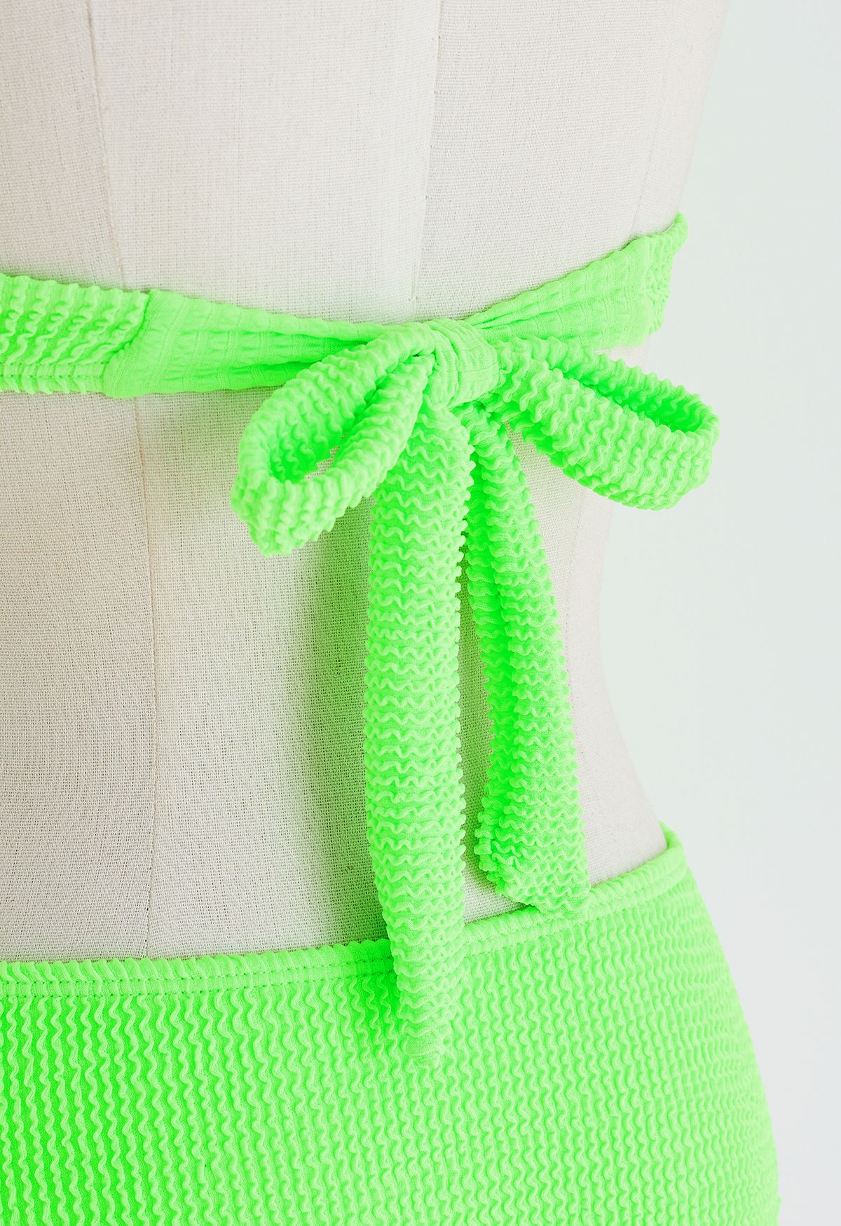 Neon Green Wavy Texture Bikini Set