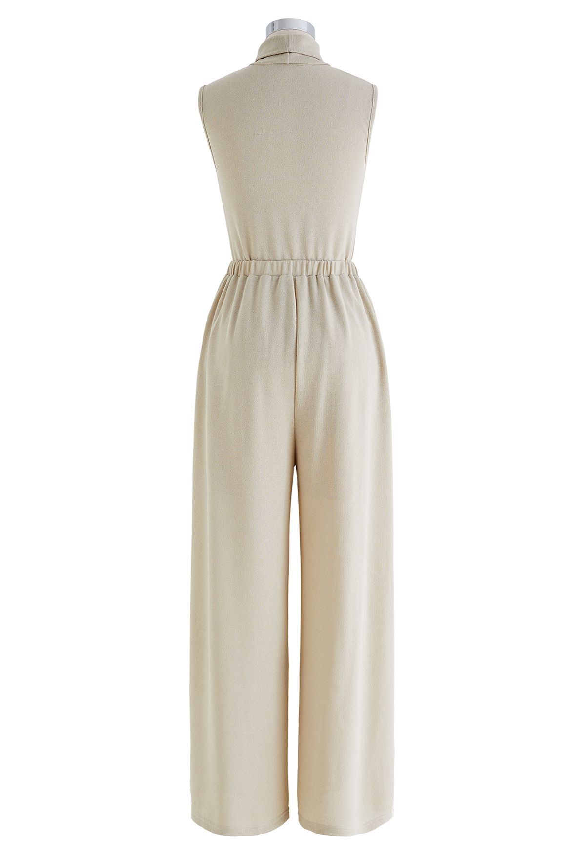 High Neck Sleeveless Top and Pants Set in Sand
