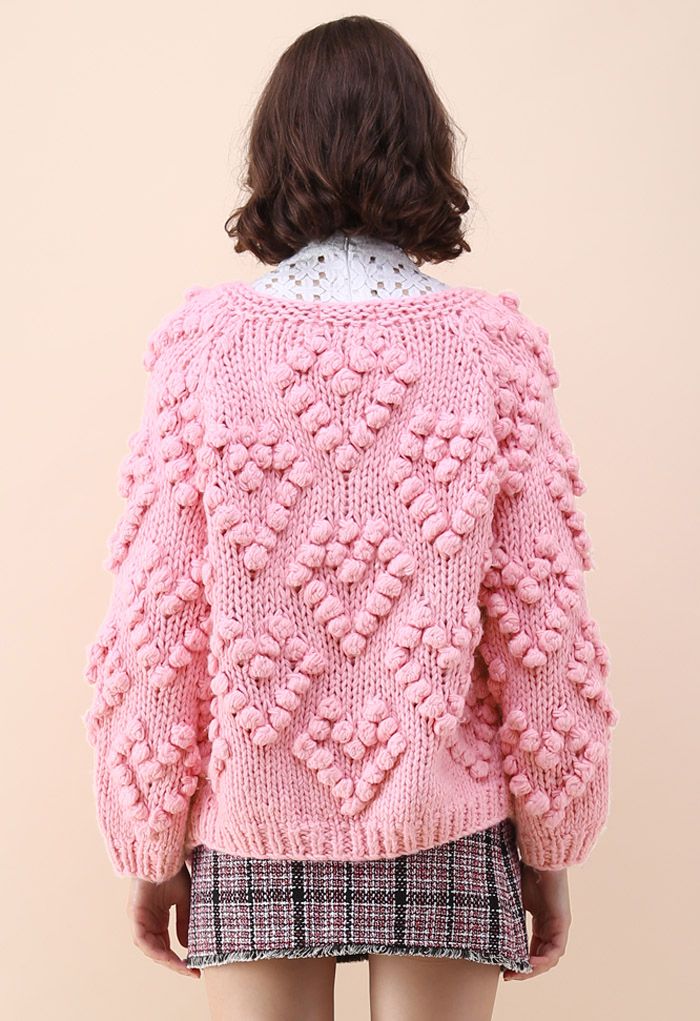 Tricotar seu amor Cardigan em rosa choque