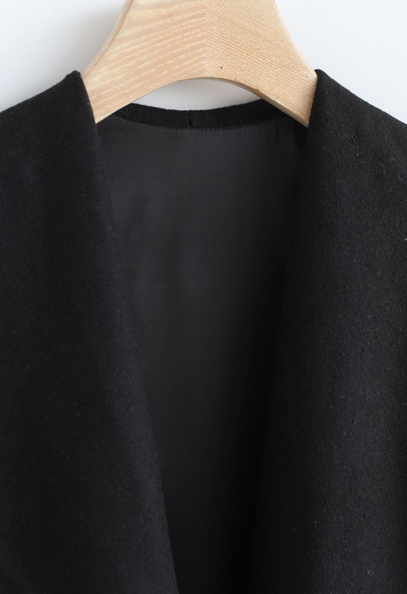Casaco de mistura de lã com frente aberta Free Myself em preto