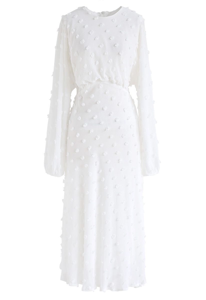 Vestido midi transparente de algodão doce em branco