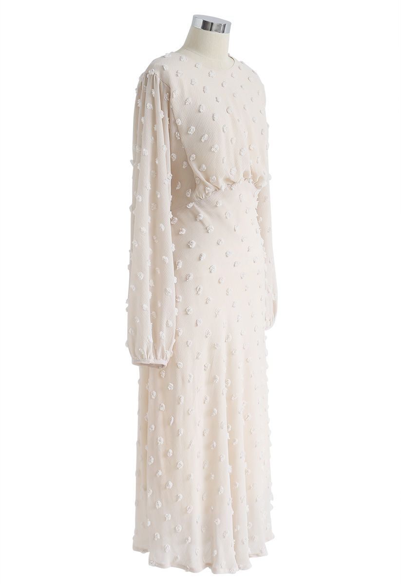 Vestido midi transparente de algodão doce em creme