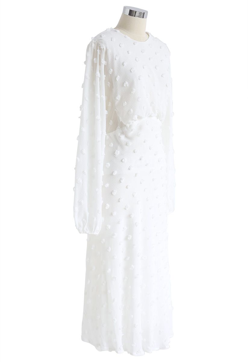 Vestido midi transparente de algodão doce em branco