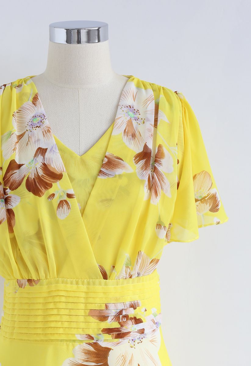 Vestido de chiffon floral Sweet Surrender em amarelo