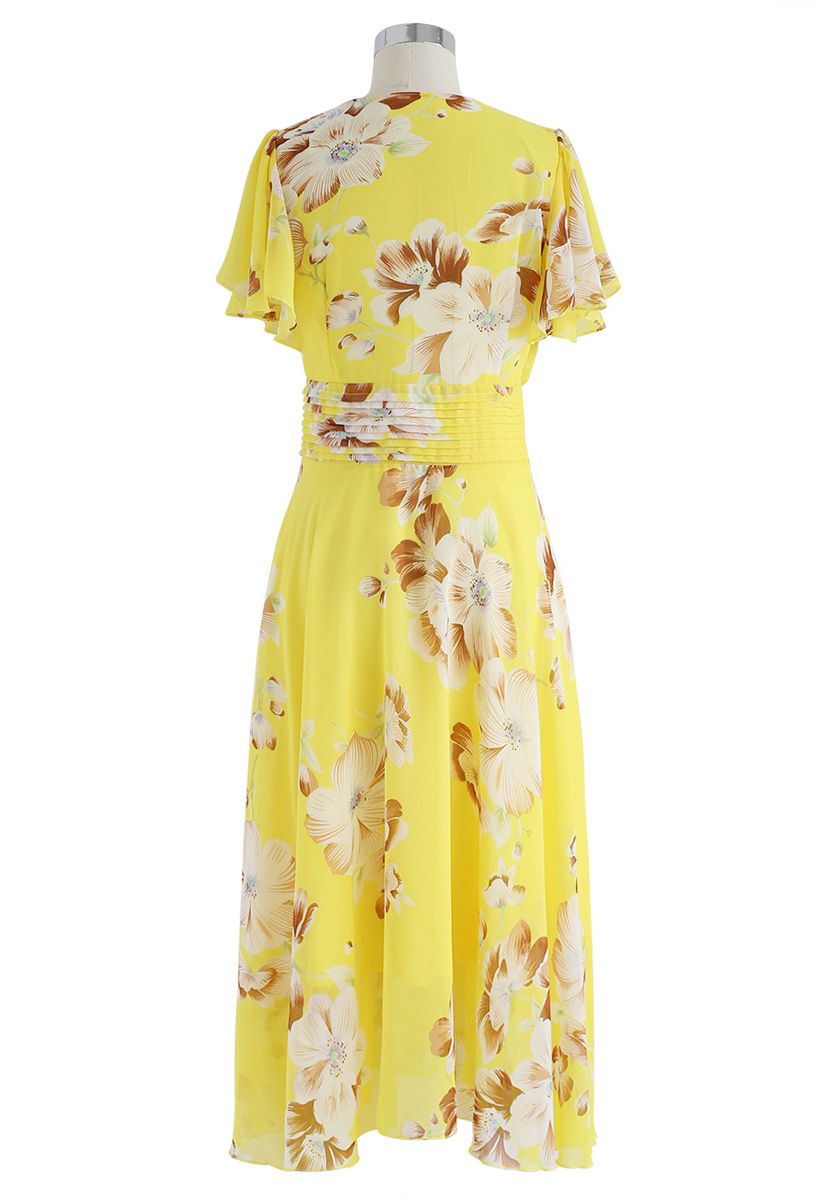 Vestido de chiffon floral Sweet Surrender em amarelo
