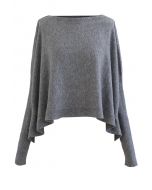 Suéter macio com bainha Flare em cinza
