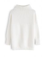 Suéter de gola alta com nervuras aconchegante em branco